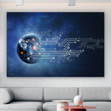 Lade das Bild in den Galerie-Viewer, Aluminiumbild gebürstet Digitalisierte Erde Querformat