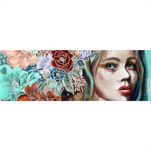 Lade das Bild in den Galerie-Viewer, Acrylglasbild Abstrakte Frau im Blumenmeer Panorama