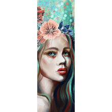 Lade das Bild in den Galerie-Viewer, Acrylglasbild Abstrakte Frau im Blumenmeer Panorama Hoch