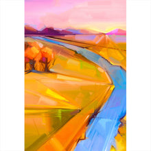 Lade das Bild in den Galerie-Viewer, Leinwandbild Abstrakte Landschaft mit Fluss Hochformat