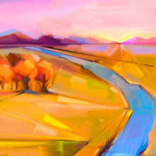 Lade das Bild in den Galerie-Viewer, Poster Abstrakte Landschaft mit Fluss Quadrat