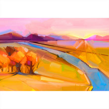 Lade das Bild in den Galerie-Viewer, Leinwandbild Abstrakte Landschaft mit Fluss Querformat
