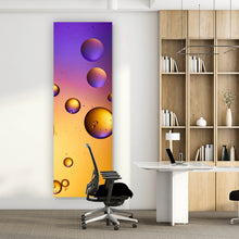 Lade das Bild in den Galerie-Viewer, Aluminiumbild gebürstet Abstrakte Lila und Orangene Blasen Panorama Hoch