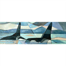 Lade das Bild in den Galerie-Viewer, Leinwandbild Abstrakte Malerei Orcas Panorama