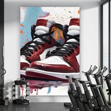 Lade das Bild in den Galerie-Viewer, Aluminiumbild gebürstet Abstrakte Sneaker Bunt Hochformat
