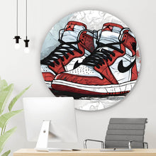 Lade das Bild in den Galerie-Viewer, Aluminiumbild Abstrakte Sneaker Rot Kreis
