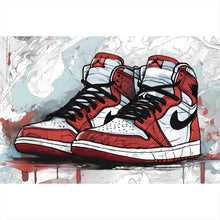 Lade das Bild in den Galerie-Viewer, Aluminiumbild Abstrakte Sneaker Rot Querformat