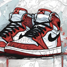 Lade das Bild in den Galerie-Viewer, Spannrahmenbild Abstrakte Sneaker Rot Quadrat