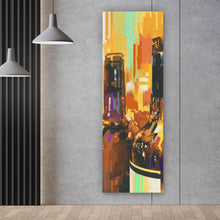 Lade das Bild in den Galerie-Viewer, Aluminiumbild Abstrakte Weinflaschen Panorama Hoch