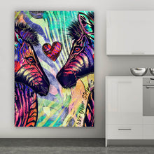 Lade das Bild in den Galerie-Viewer, Spannrahmenbild Abstrakte Zebras mit Herz Hochformat