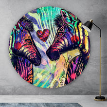 Lade das Bild in den Galerie-Viewer, Aluminiumbild Abstrakte Zebras mit Herz Kreis