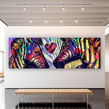 Lade das Bild in den Galerie-Viewer, Poster Abstrakte Zebras mit Herz Panorama