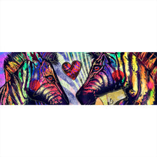 Lade das Bild in den Galerie-Viewer, Acrylglasbild Abstrakte Zebras mit Herz Panorama