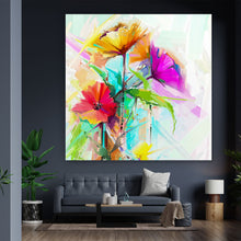 Lade das Bild in den Galerie-Viewer, Aluminiumbild gebürstet Abstrakter Blumenstrauß Quadrat