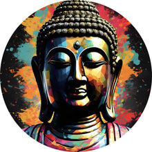 Lade das Bild in den Galerie-Viewer, Aluminiumbild gebürstet Abstrakter Buddha Bunt Kreis
