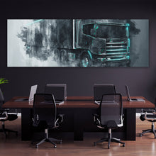 Lade das Bild in den Galerie-Viewer, Poster Abstrakter LKW auf grauem Hintergrund Panorama