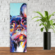 Lade das Bild in den Galerie-Viewer, Aluminiumbild gebürstet Abstraktes Portrait einer Bulldogge Panorama Hoch