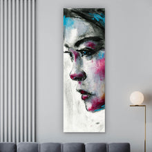 Lade das Bild in den Galerie-Viewer, Leinwandbild Abstraktes Portrait einer jungen Frau Panorama Hoch