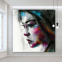 Lade das Bild in den Galerie-Viewer, Acrylglasbild Abstraktes Portrait einer jungen Frau Quadrat