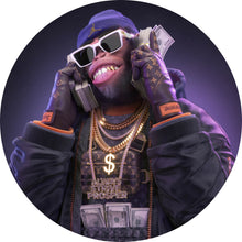 Lade das Bild in den Galerie-Viewer, Aluminiumbild gebürstet Affe mit Geld Digital Art Kreis