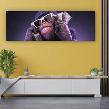 Lade das Bild in den Galerie-Viewer, Leinwandbild Affe mit Geld Digital Art Panorama