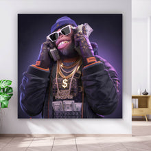 Lade das Bild in den Galerie-Viewer, Spannrahmenbild Affe mit Geld Digital Art Quadrat