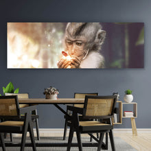 Lade das Bild in den Galerie-Viewer, Leinwandbild Affe mit Schmetterling Panorama