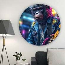 Lade das Bild in den Galerie-Viewer, Aluminiumbild Affe Punk Modern Art Kreis