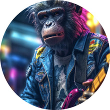 Lade das Bild in den Galerie-Viewer, Aluminiumbild gebürstet Affe Punk Modern Art Kreis