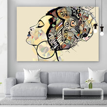 Lade das Bild in den Galerie-Viewer, Leinwandbild Afrikanische Frau Abstrakt Querformat