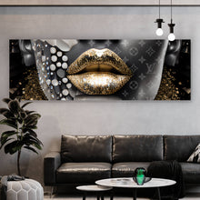 Lade das Bild in den Galerie-Viewer, Aluminiumbild gebürstet Afrikanische Frau mit Gold Panorama