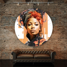 Lade das Bild in den Galerie-Viewer, Aluminiumbild Afrikanische Frau  Modern Art Kreis