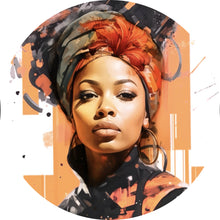 Lade das Bild in den Galerie-Viewer, Aluminiumbild gebürstet Afrikanische Frau Modern Art Kreis