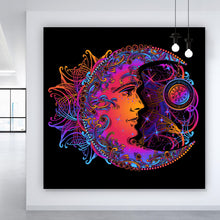 Lade das Bild in den Galerie-Viewer, Leinwandbild Alchemie Mond und Zeit Quadrat