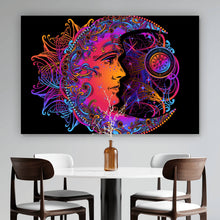 Lade das Bild in den Galerie-Viewer, Leinwandbild Alchemie Mond und Zeit Querformat