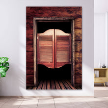 Lade das Bild in den Galerie-Viewer, Leinwandbild Alte Western Saloon Türe Hochformat