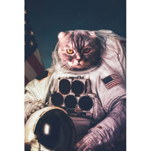 Lade das Bild in den Galerie-Viewer, Aluminiumbild Amerikanische Astronauten Katze Hochformat