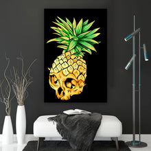 Lade das Bild in den Galerie-Viewer, Spannrahmenbild Ananas Schädel Modern Art Hochformat