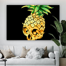 Lade das Bild in den Galerie-Viewer, Leinwandbild Ananas Schädel Modern Art Querformat