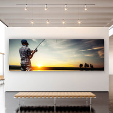 Lade das Bild in den Galerie-Viewer, Poster Angeln bei Sonnenuntergang Panorama