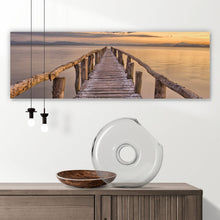 Lade das Bild in den Galerie-Viewer, Aluminiumbild gebürstet Anlegestelle nach Sonnenuntergang Panorama