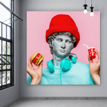 Lade das Bild in den Galerie-Viewer, Aluminiumbild gebürstet Antike Büste Modern Art Quadrat