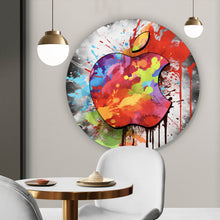 Lade das Bild in den Galerie-Viewer, Aluminiumbild gebürstet Apfel Logo Modern Art Kreis
