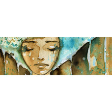 Lade das Bild in den Galerie-Viewer, Leinwandbild Aquarell einer jungen Frau Panorama