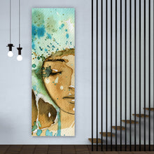 Lade das Bild in den Galerie-Viewer, Spannrahmenbild Aquarell einer jungen Frau Panorama Hoch