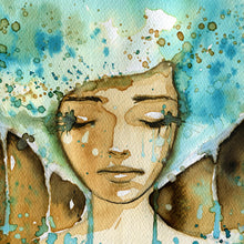 Lade das Bild in den Galerie-Viewer, Leinwandbild Aquarell einer jungen Frau Quadrat