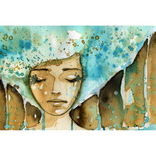 Lade das Bild in den Galerie-Viewer, Poster Aquarell einer jungen Frau Querformat