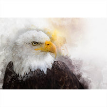 Lade das Bild in den Galerie-Viewer, Aluminiumbild gebürstet Aquarell eines Adlers Querformat