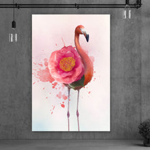 Lade das Bild in den Galerie-Viewer, Leinwandbild Aquarell Flamingo Pink Hochformat