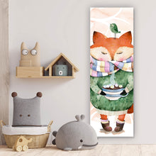 Lade das Bild in den Galerie-Viewer, Leinwandbild Aquarell Little Fox Panorama Hoch